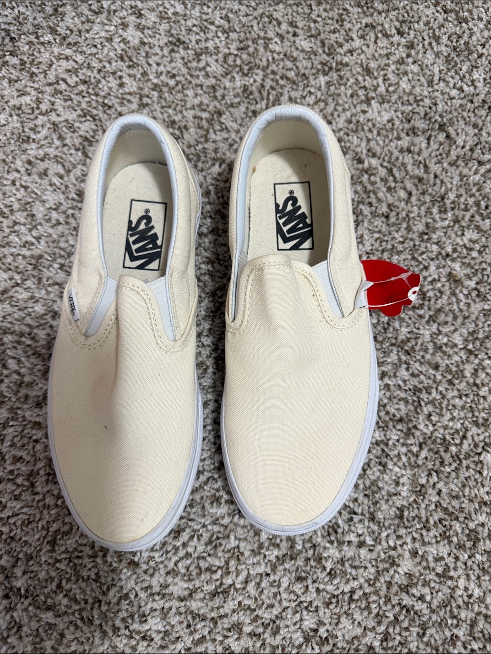 Vans Kids Slip-On Canvas Sneakers - Cream/White